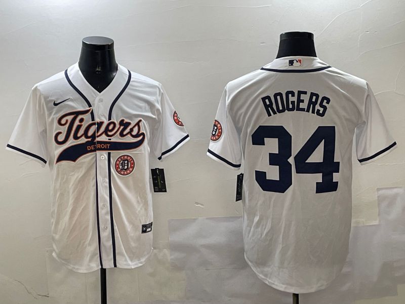 Men Detroit Tigers #34 Rogers White Jointly Name 2025 Nike MLB Jersey style 5->detroit tigers->MLB Jersey